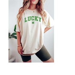 retro st patricks day shirt, comfort colors shirt, lucky university shamrock tshirt, vintage graphic tee, irish clover,