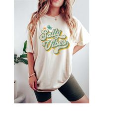 salty vibes shirt, beach lover shirt gift, vintage summer tshirt, retro boho comfort colors tee, ocean surfing graphic,