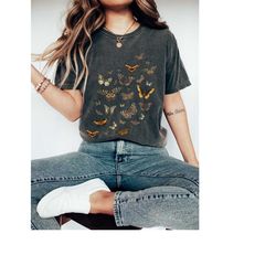 boho butterfly shirt, trendy comfort colors tshirt, moth t-shirt gift, vintage graphic botanical tee, cottagecore academ