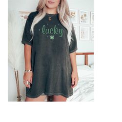 st patricks day t shirt, womens lucky shamrock top, comfort colors tshirt, retro vintage graphic, irish paddys clover, p