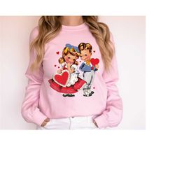 retro valentines day sweatshirt, children valentines crewneck shirt, valentines gift for her, vintage valentine sweater,