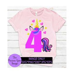 unicorn 4th birthday. 4th unicorn birthday. unicorn number 4. unicorn 4. digital download. unicorn birthday.