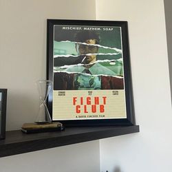 fight club retro movie poster, no framed, gift