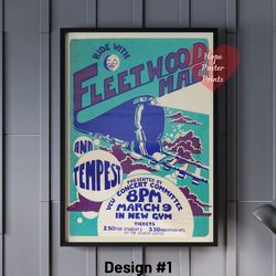 fleetwood mac poster, fleetwood mac vintage poster, fleetwood mac rumours poster, fleetwood mac decor, fleetwood mac wal