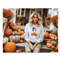 happy halloween sweatshirt, spooky halloween hoodie, pumpkin scary balloon sweat, balloon shirt, spooky season top, tric