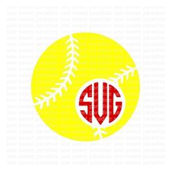 softball svg, softball monogram frame svg, digital download, cut file, sublimation, clip art (includes svg/png/dxf file