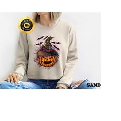 halloween pumpkin witch sweatshirt, witch hat tee, pumpkin witch hoodie, halloween sweatshirt, halloween gift, witch gif