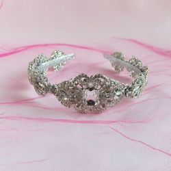 wedding tiara, bridal hair accessories, wedding crown, crystal wedding headband with zircon inserts, bridal headband.