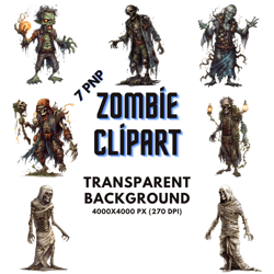 zombie clipart | transparent backgrounds | png bundle | card making | scrapbook paper crafts | sublimation designs |