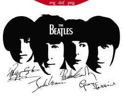 the beatles autograph svg png, silhouette the beatles head svg png