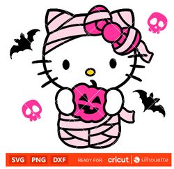 mummy hello kitty svg, halloween svg, hello kitty svg, kawaii svg, cricut, silhouette vector cut file