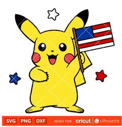 patriotic pikachu svg 4th of july svg independence day svg usa svg cricut silhouette vector cut file