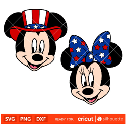 patriotic mickey minnie bundle svg 4th of july svg independence day svg disney svg cricut silhouette vector cut file