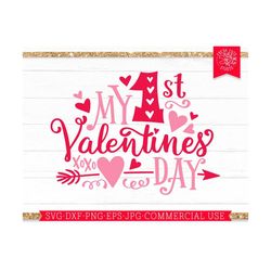 first valentines day svg baby girl valentine cut file for cricut, silhouette, baby valentine bodysuit, commercial use dx