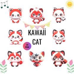 Funny Cats Clipart Cute Cat Clip Art Kawaii Kitten Kitty Icons Pet