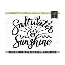 saltwater and sunshine svg beach saying cut file for cricut, summer ocean waves cutting file, commercial use instant dig