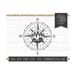 compass svg file, grizzly bear svg, compass cut file for cricut, bear family svg for camping, hiking svg, outdoors svg,