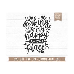 Baking Is My Happy Place Svg Baking Quote Cut File, Floral Rolling Pin, Funny Bake Quote, Baker Saying Svg, Png Dxf Jpg,