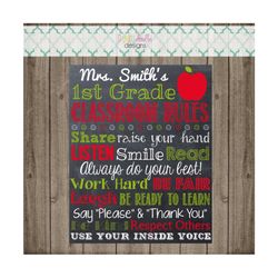 classroom rules chalkboard sign - teacher's apple rules sign - printable chalkboard sign