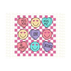 retro valentine design | distressed checkerboard | smiley faces | valentine sublimation design | instant download png |