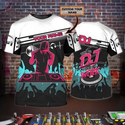 personalized born to dj 3d tshirt, unisex dj shirts, disc jockey all over print shirts, dance music tshirt