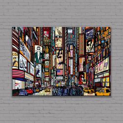 new york illustration, new york canvas print, new york poster, modern wall art, office painting large wall art, ready to