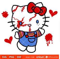 hello kitty chucky svg horror movie friends svg halloween svg kawaii svg cricut silhouette vector cut file