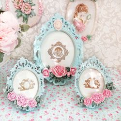 shabby chic plastic photo frames set 3 pcs