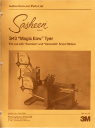 sasheen s-13 magic bow tyer instruction and part list manual