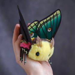 spanish moon moth plush doll - unique art toy insect figurine - made to order!