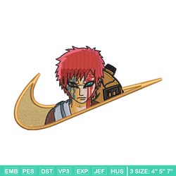 gaara nike embroidery design, naruto embroidery, nike design, embroidery shirt, embroidery file, digital download