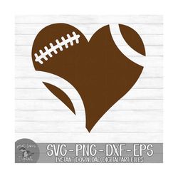 football heart - instant digital download - svg, png, dxf, and eps files included!