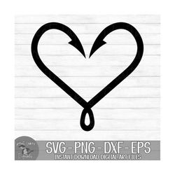 fishing hook heart - instant digital download - svg, png, dxf, and eps files included!