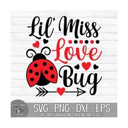 lil miss love bug - instant digital download - svg, png, dxf, and eps files included! valentine's day, ladybug, girl, ba