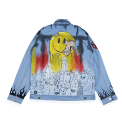 streetwear masterpiece: hand-painted doodle art denim jacket by urban artist