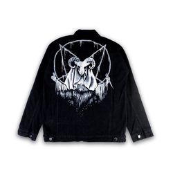 elevate your street style with hand-painted 'the nun' inspired denim jacket