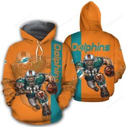 miami dolphins 3d all over print hoodie, zip-up hoodie