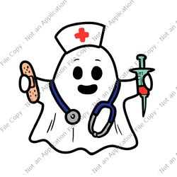 nurse ghost scrub top halloween svg, nurse halloween svg, nurse ghost svg, halloween svg