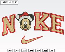 nike mickey santa christmas embroidery designs, machine embroidery files, christmas embroidery files