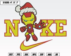 nike iroman santa christmas embroidery designs, machine embroidery files, christmas embroidery files