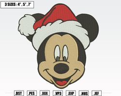 mickey santa christmas embroidery designs, machine embroidery files, christmas embroidery files