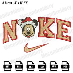 nike mickey santa christmas embroidery designs, christmas embroidery design file instant download