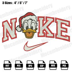 nike donald daisy santa christmas embroidery designs, christmas embroidery design file instant download