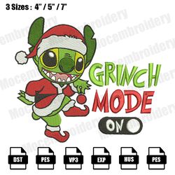 stitch grinch christmas embroidery designs, christmas embroidery design file instant download