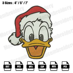 santa donald duck xmas embroidery designs, christmas embroidery design file instant download