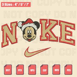 nike mickey santa christmas embroidery file, christmas embroidery designs, machine embroidery design files