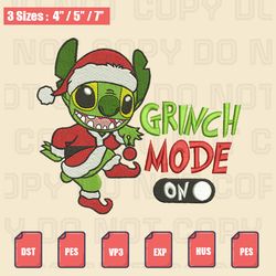 stitch grinch christmas embroidery file, christmas embroidery designs, machine embroidery design files