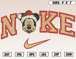 nike mickey santa christmas embroidery designs, christmas embroidery design file instant download