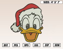 santa donald duck xmas embroidery designs, christmas embroidery design file instant download