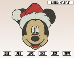 mickey santa christmas embroidery designs, christmas embroidery design file instant download